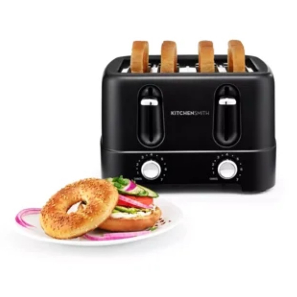 Abella Black Toaster with Adjustable Settings